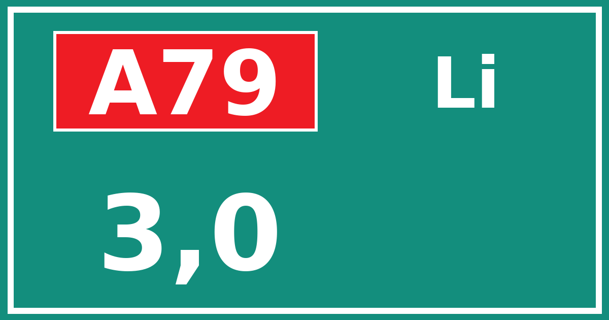 Hectometerbord A79 3,0 zijde Li