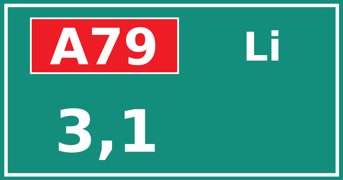 Hectometerbord A79 3,1 zijde Li
