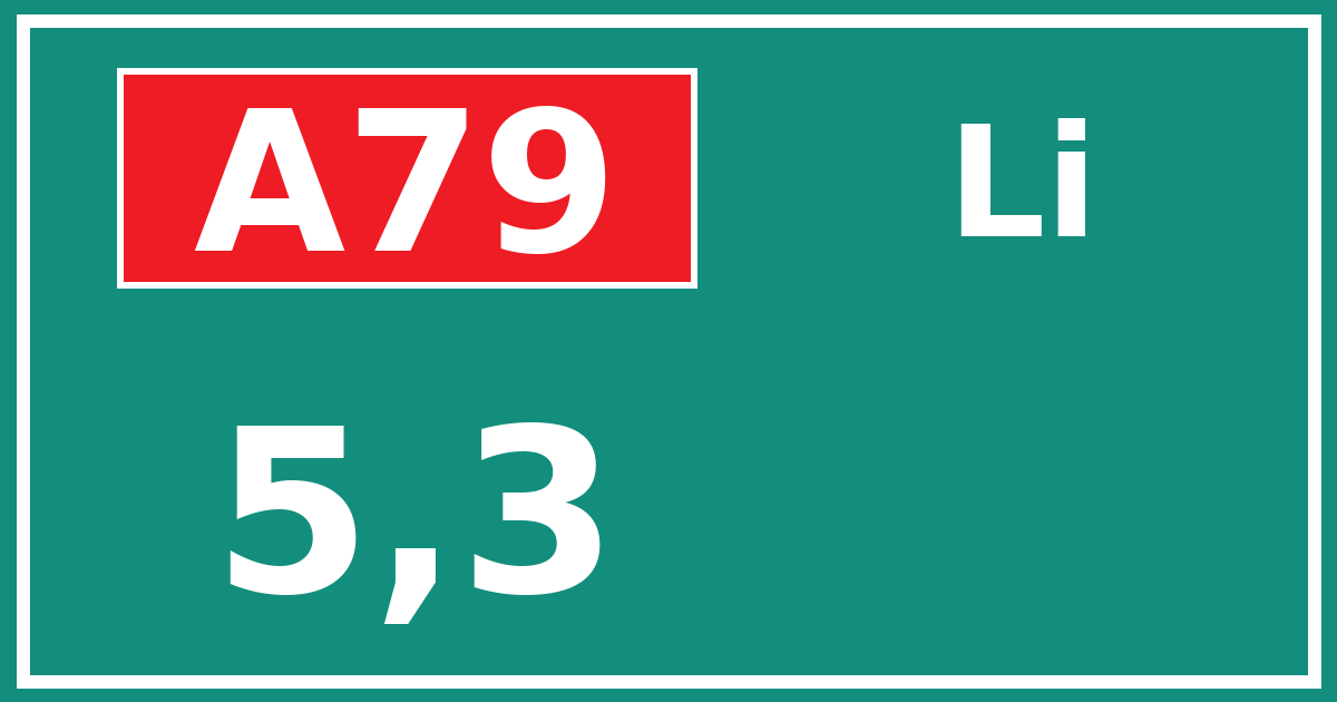 Hectometerbord A79 5,3 zijde Li