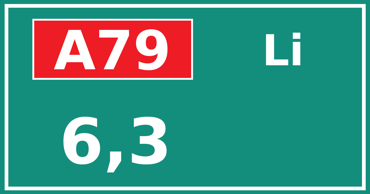Hectometerbord A79 6,3 zijde Li