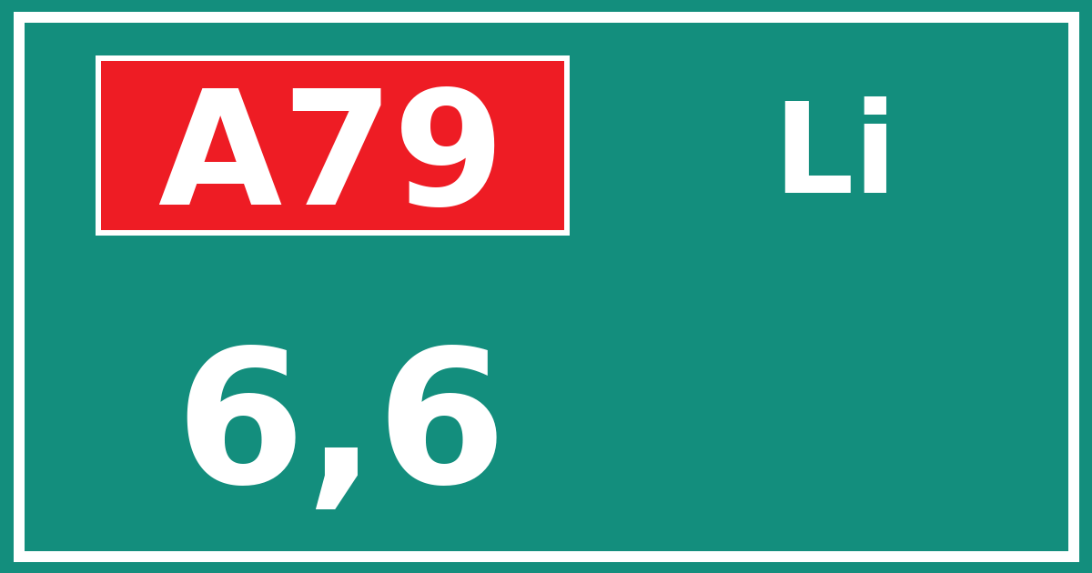 Hectometerbord A79 6,6 zijde Li