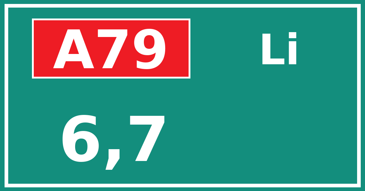 Hectometerbord A79 6,7 zijde Li