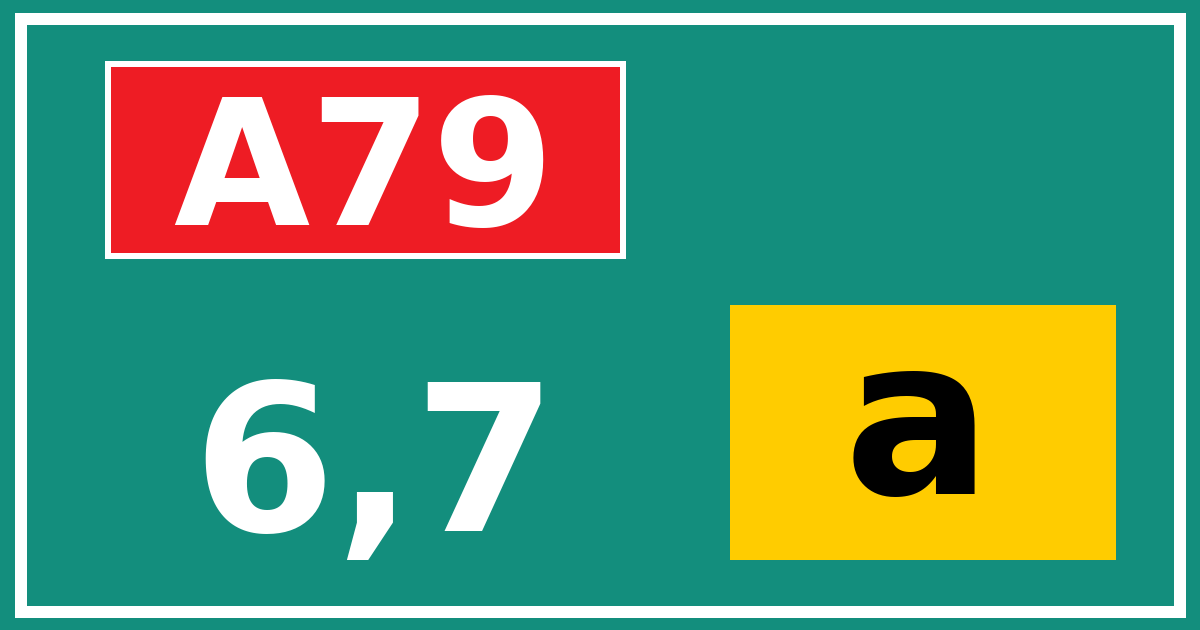 Hectometerbord A79 6,7 letter a
