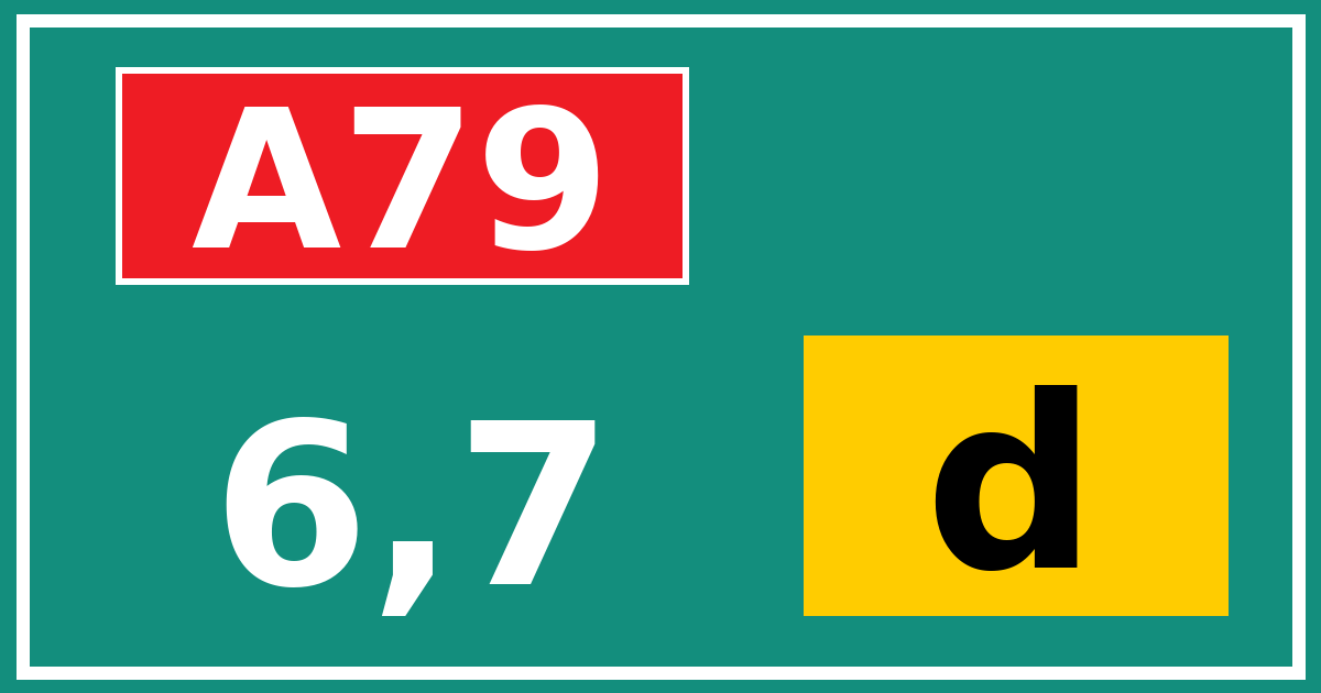 Hectometerbord A79 6,7 letter d