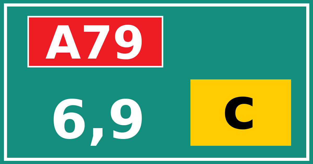 Hectometerbord A79 6,9 letter c