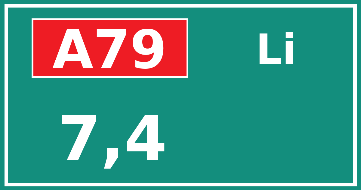 Hectometerbord A79 7,4 zijde Li