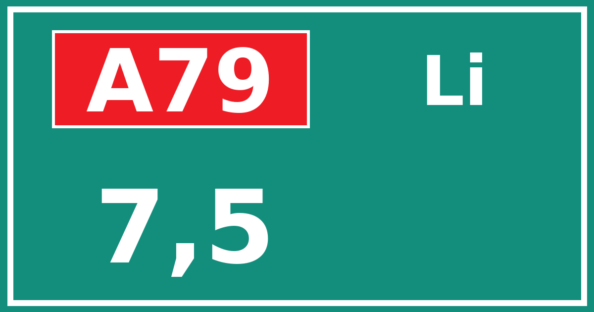 Hectometerbord A79 7,5 zijde Li