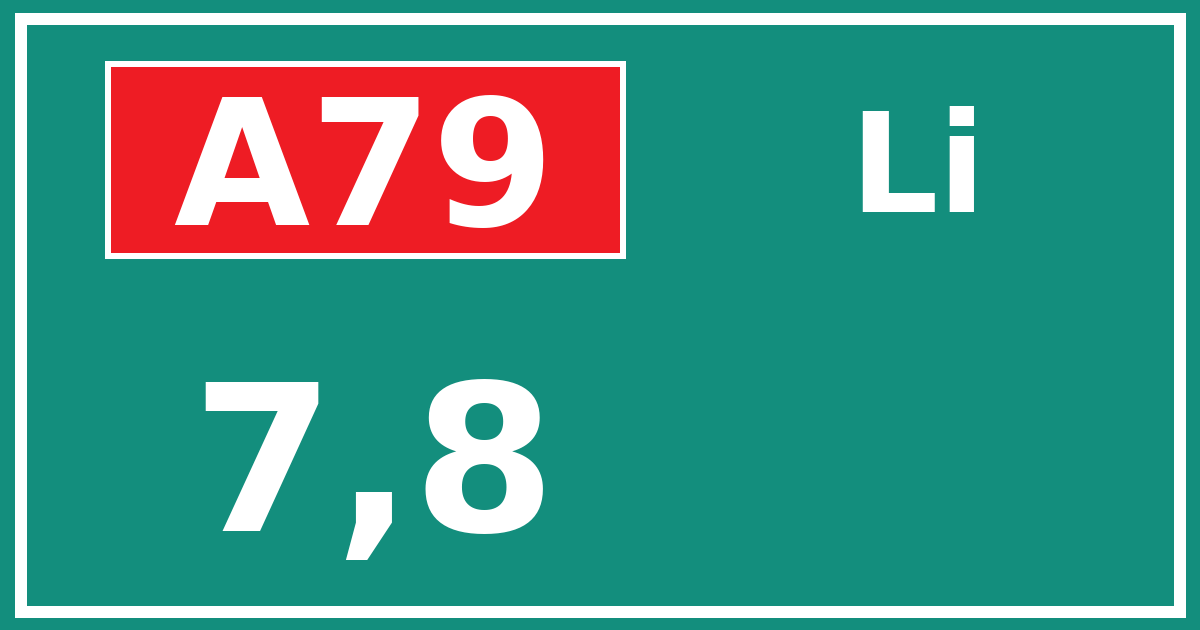 Hectometerbord A79 7,8 zijde Li