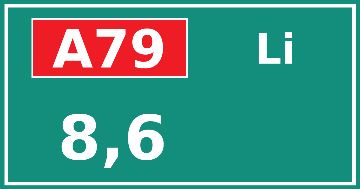 Hectometerbord A79 8,6 zijde Li