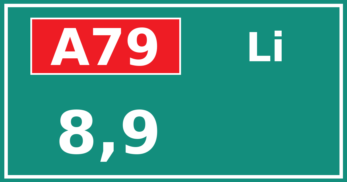 Hectometerbord A79 8,9 zijde Li
