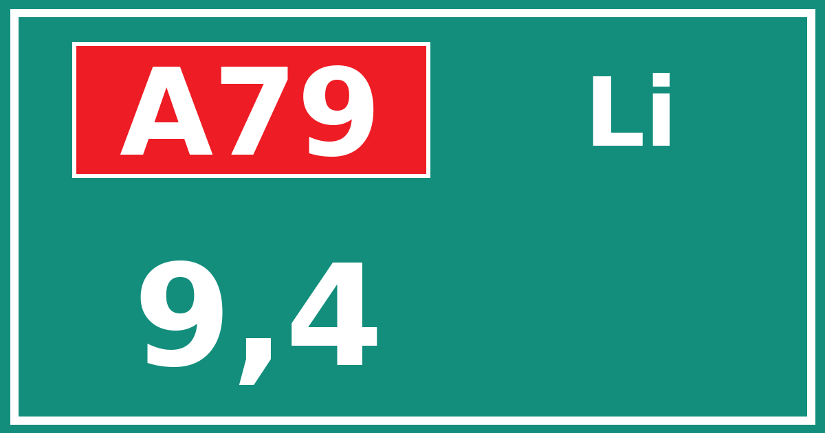 Hectometerbord A79 9,4 zijde Li