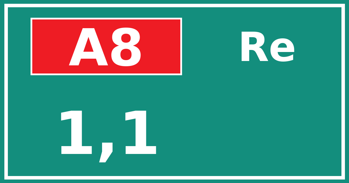 Hectometerbord A8 1,1 zijde Re