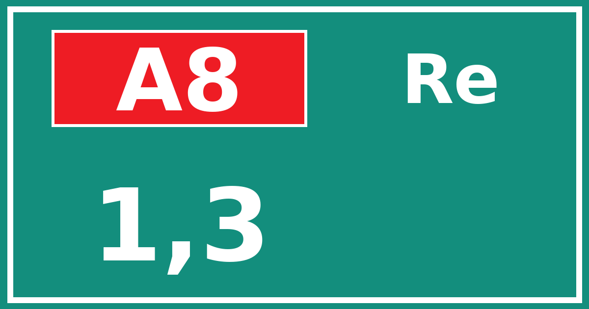 Hectometerbord A8 1,3 zijde Re