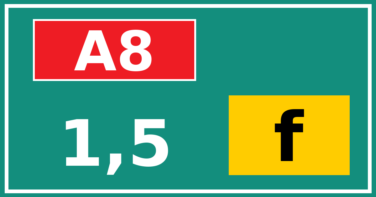 Hectometerbord A8 1,5 letter f