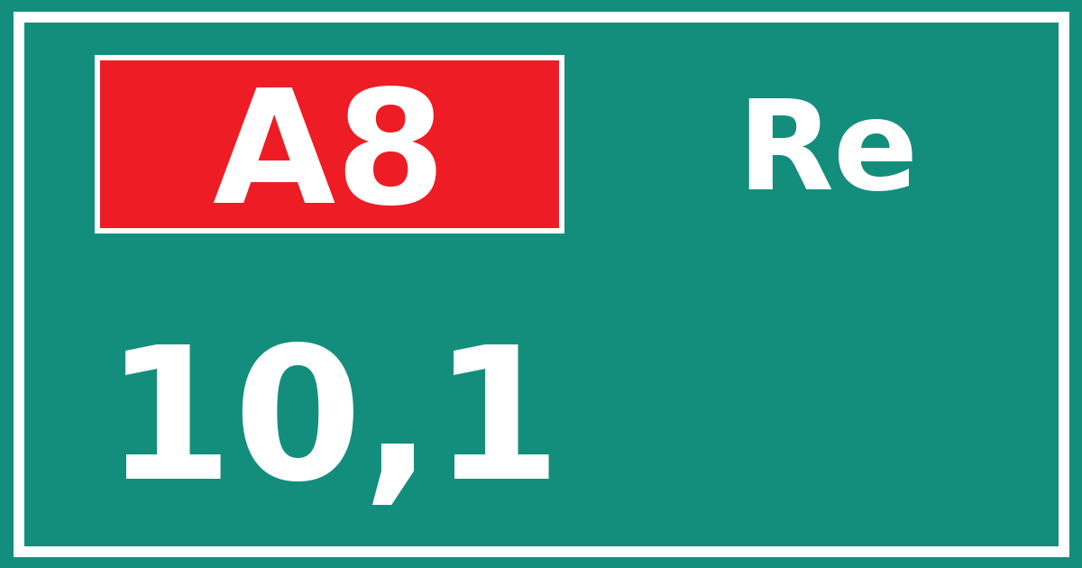 Hectometerbord A8 10,1 zijde Re