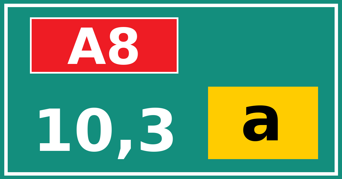 Hectometerbord A8 10,3 letter a