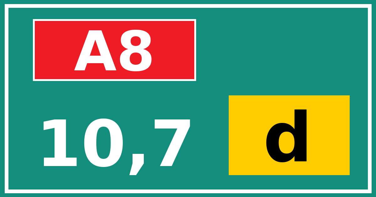 Hectometerbord A8 10,7 letter d
