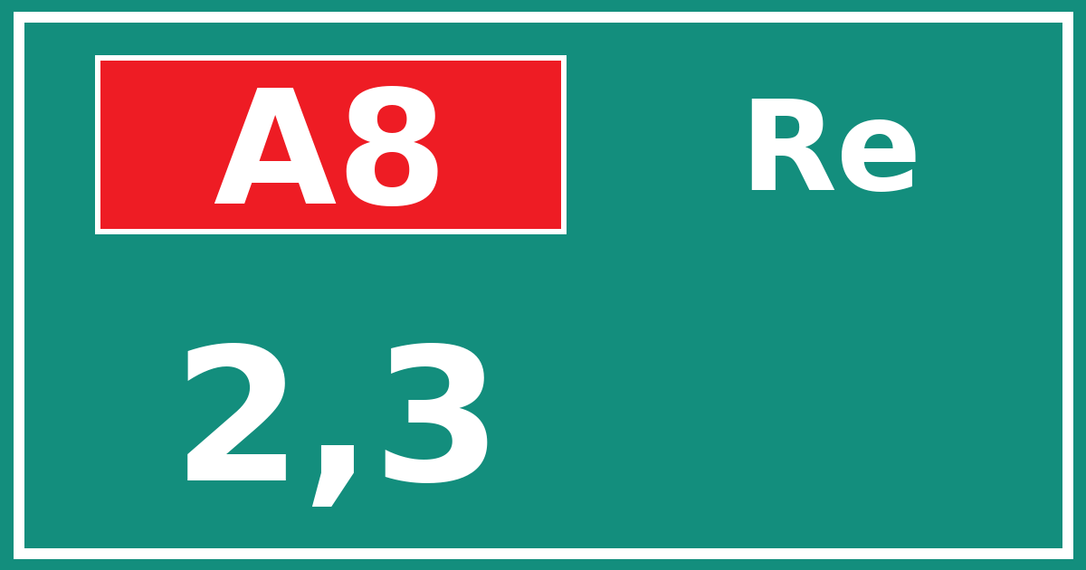 Hectometerbord A8 2,3 zijde Re