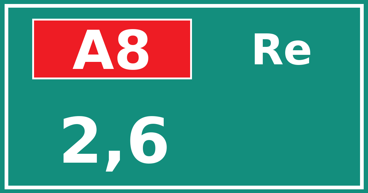 Hectometerbord A8 2,6 zijde Re