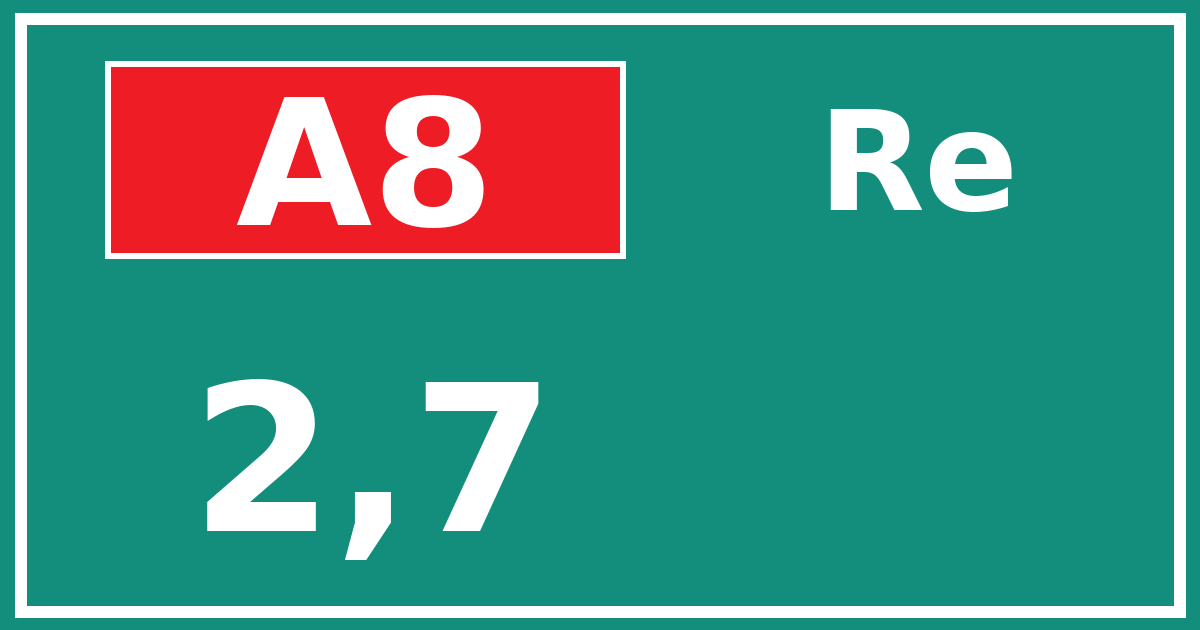 Hectometerbord A8 2,7 zijde Re