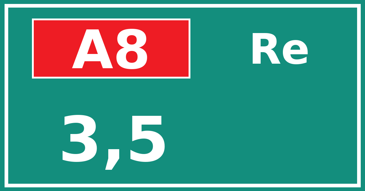 Hectometerbord A8 3,5 zijde Re