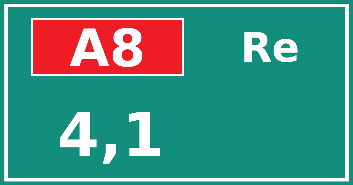 Hectometerbord A8 4,1 zijde Re