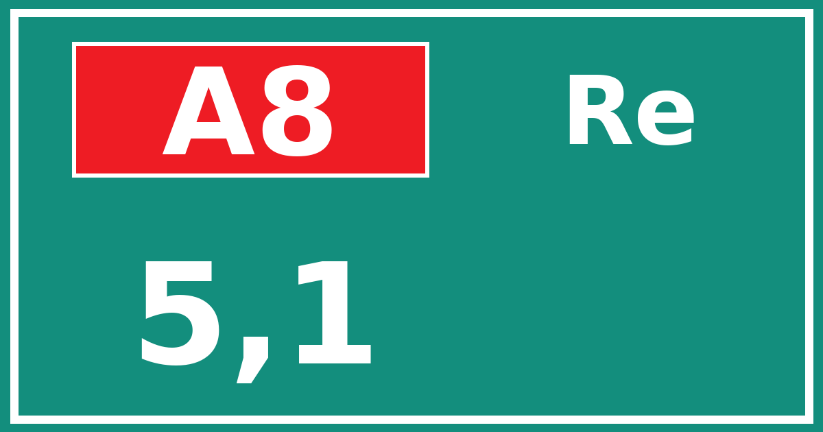 Hectometerbord A8 5,1 zijde Re
