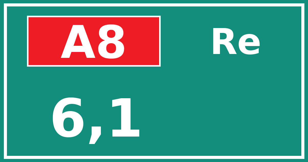 Hectometerbord A8 6,1 zijde Re