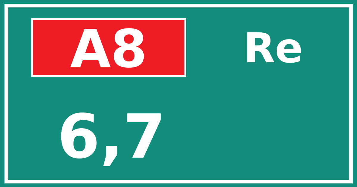 Hectometerbord A8 6,7 zijde Re