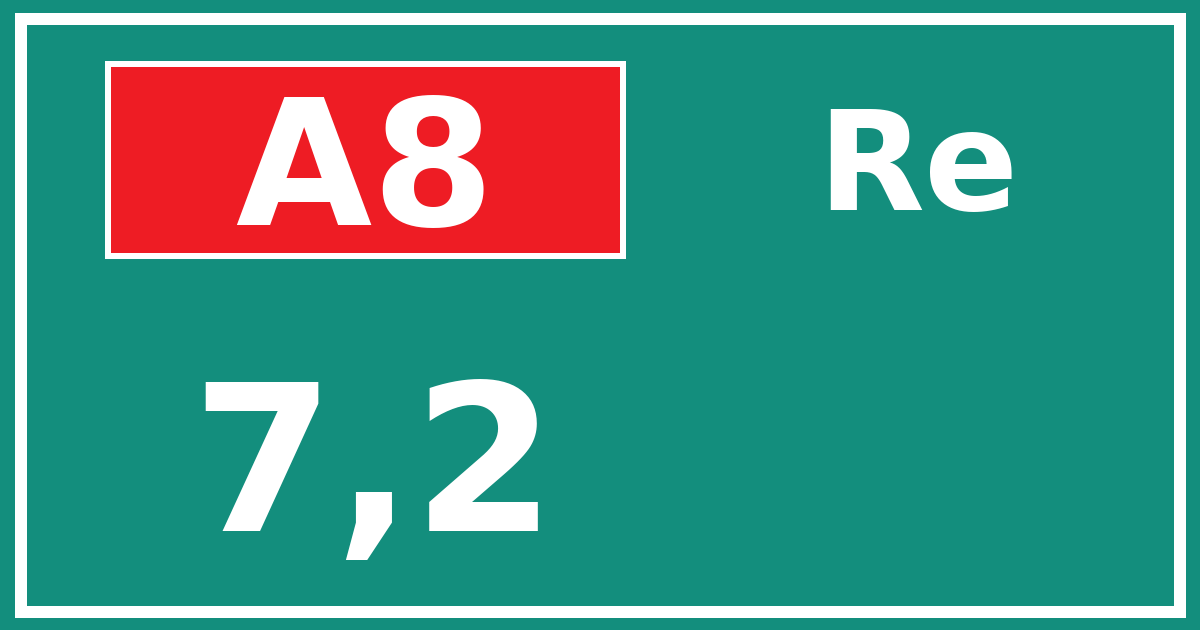 Hectometerbord A8 7,2 zijde Re