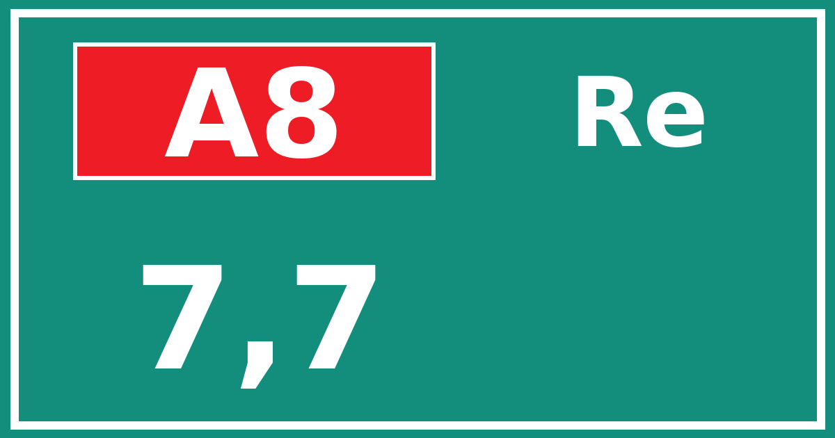 Hectometerbord A8 7,7 zijde Re