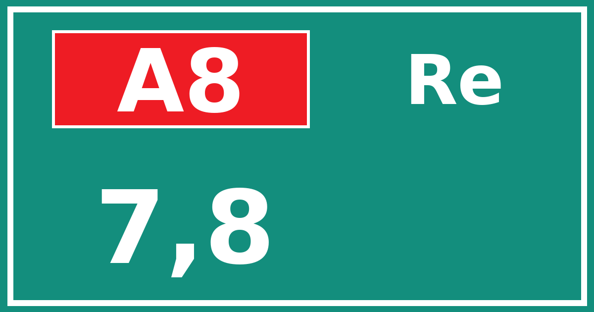 Hectometerbord A8 7,8 zijde Re