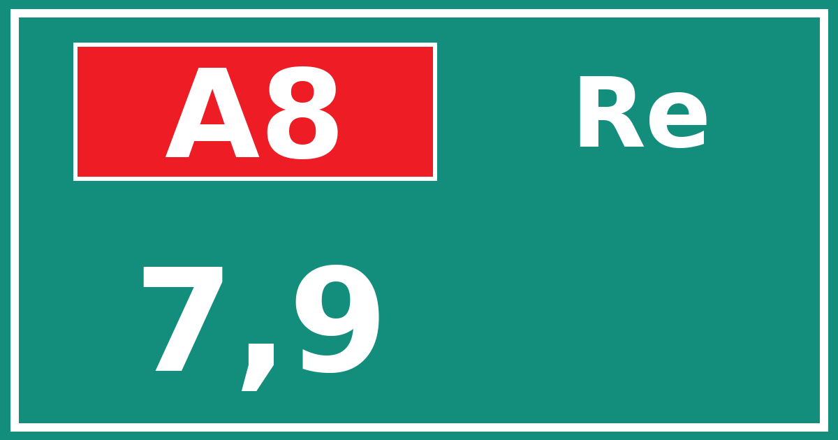 Hectometerbord A8 7,9 zijde Re