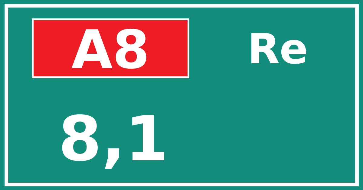Hectometerbord A8 8,1 zijde Re