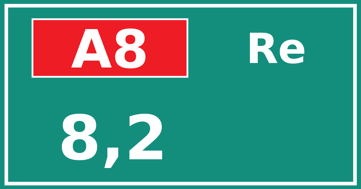 Hectometerbord A8 8,2 zijde Re