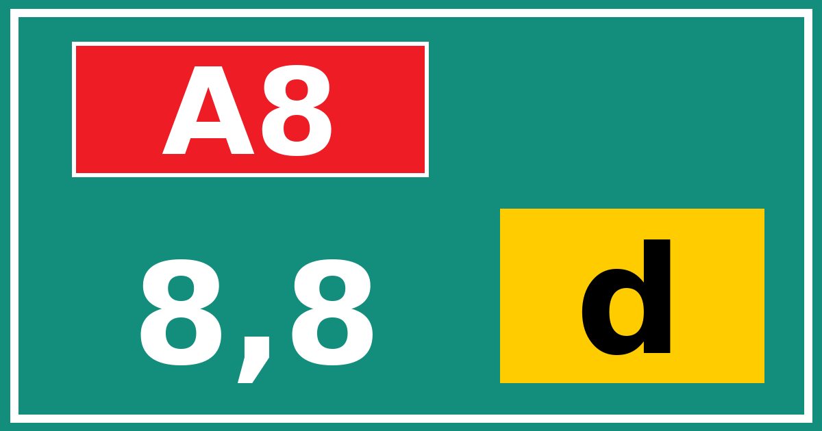 Hectometerbord A8 8,8 letter d