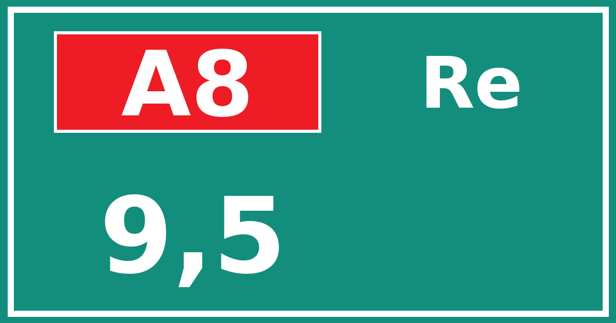 Hectometerbord A8 9,5 zijde Re