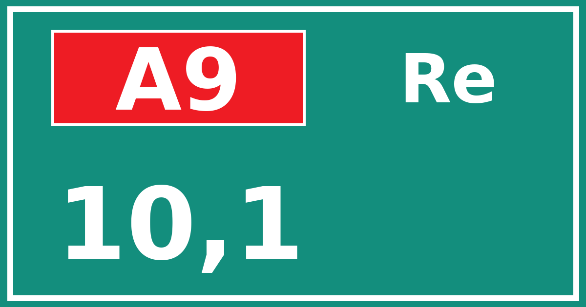 Hectometerbord A9 10,1 zijde Re