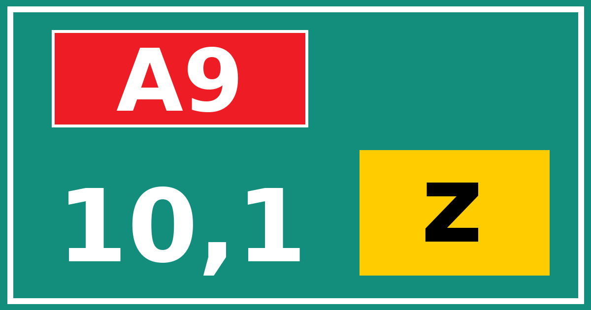 Hectometerbord A9 10,1 letter z