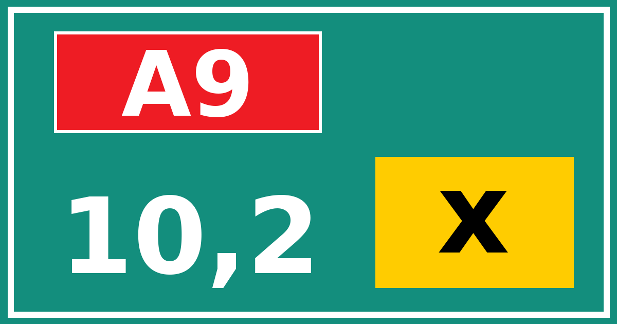 Hectometerbord A9 10,2 letter x