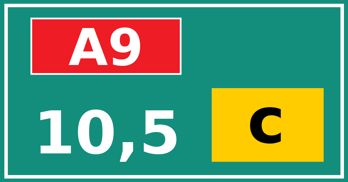Hectometerbord A9 10,5 letter c