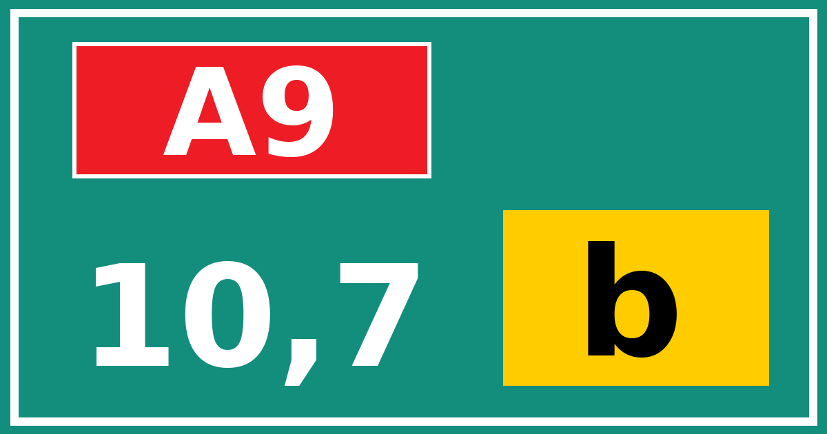 Hectometerbord A9 10,7 letter b