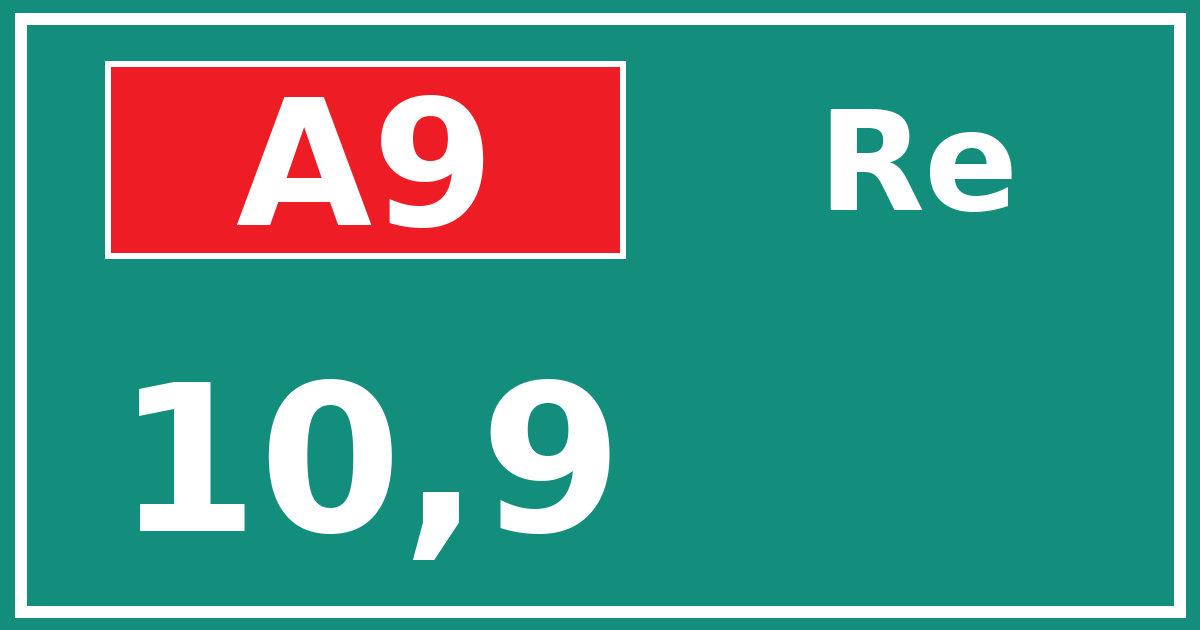 Hectometerbord A9 10,9 zijde Re