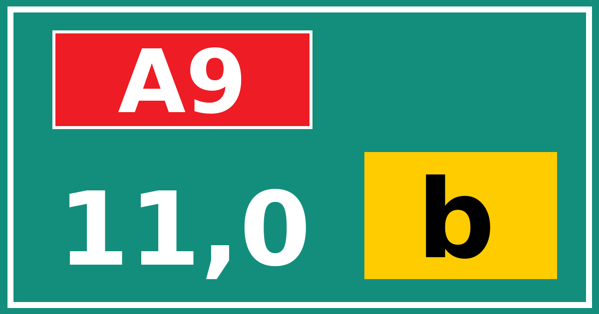 Hectometerbord A9 11,0 letter b