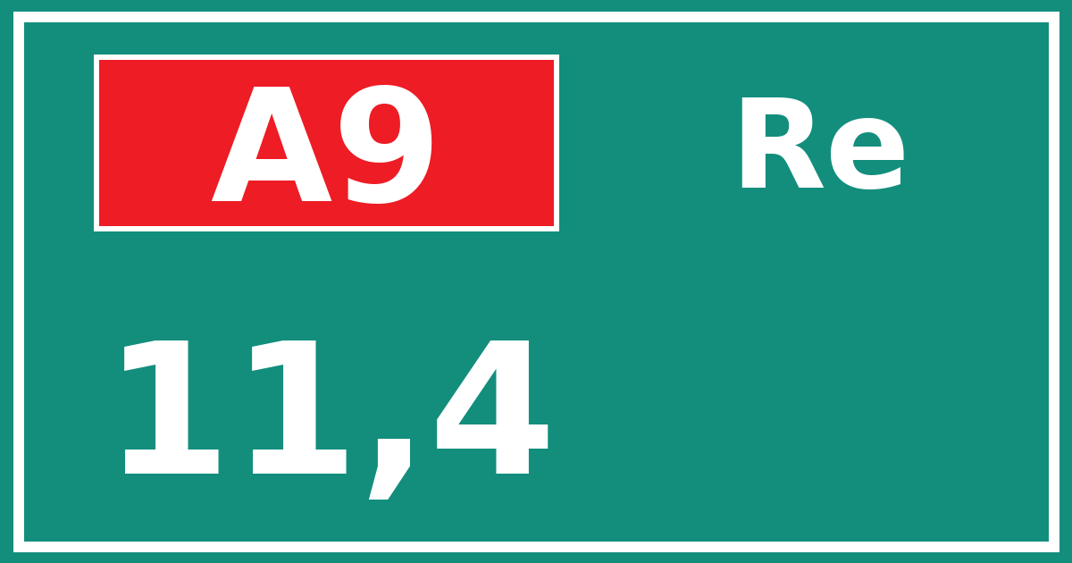 Hectometerbord A9 11,4 zijde Re