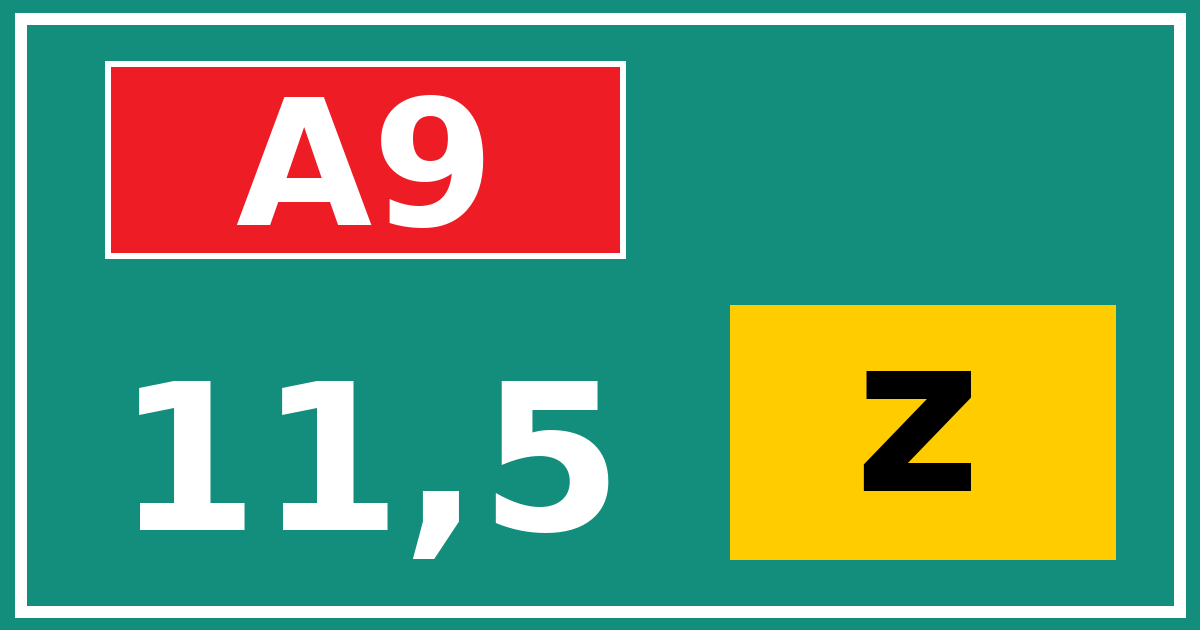 Hectometerbord A9 11,5 letter z