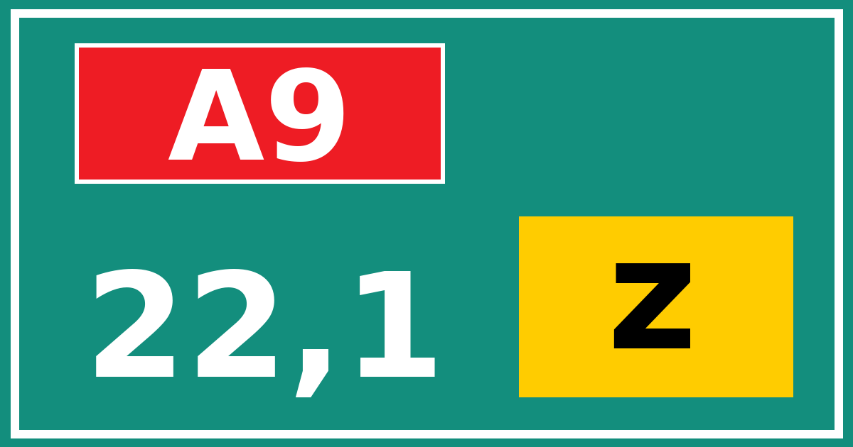 Hectometerbord A9 22,1 letter z