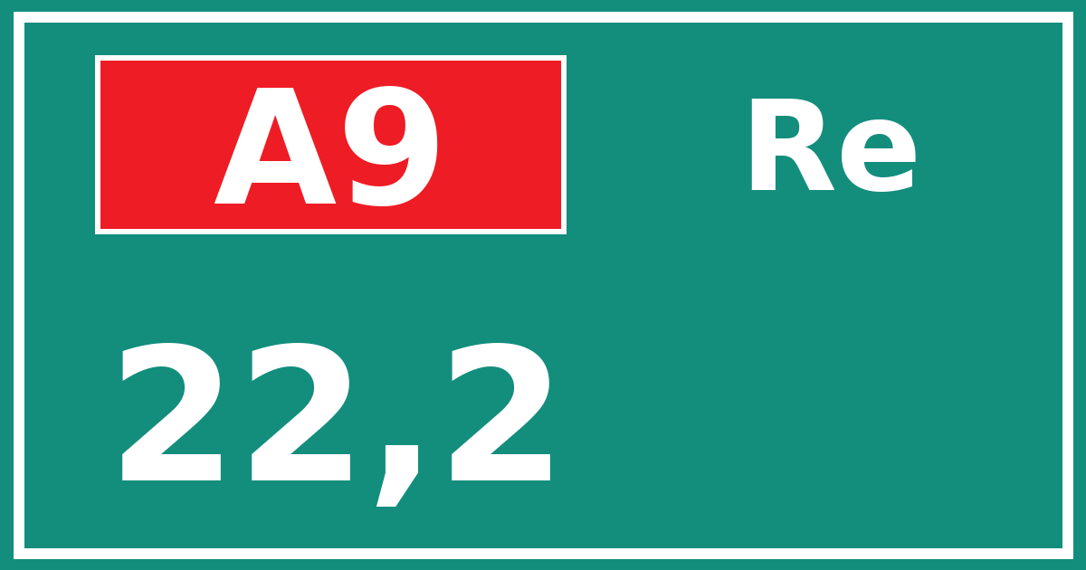 Hectometerbord A9 22,2 zijde Re