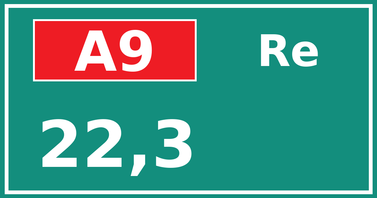 Hectometerbord A9 22,3 zijde Re