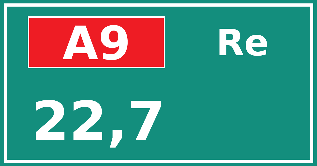 Hectometerbord A9 22,7 zijde Re